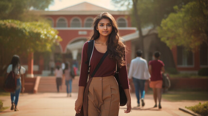 Obraz premium portrait of young woman walking in the city.