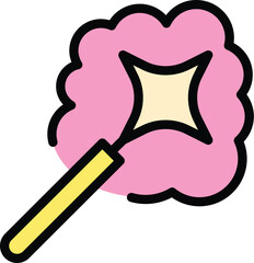 Star wand icon outline vector. Magic hat. Top rabbit color flat