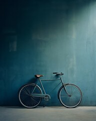 Classic Bicycle on Moody Blue Background - Vintage Elegance and Urban Style