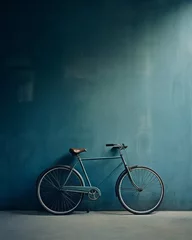 Papier Peint photo Vélo Classic Bicycle on Moody Blue Background - Vintage Elegance and Urban Style