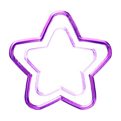 Y2K star purple sticker element with chrome effect