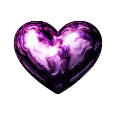 Y2K heart purple sticker element with chrome effect