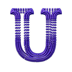 Symbol of small dark purple spheres. letter u