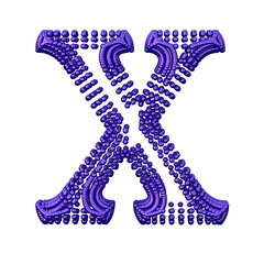 Symbol of small dark purple spheres. letter x
