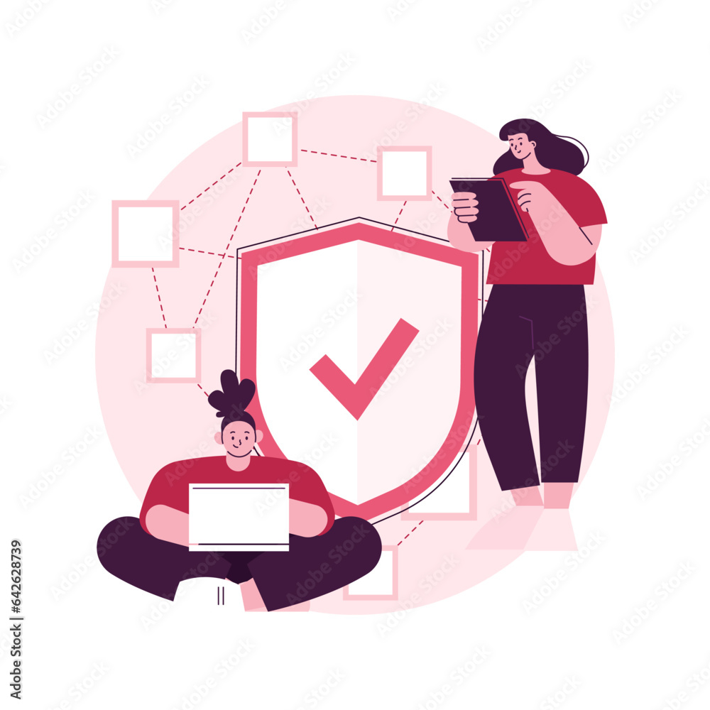 Poster decentralized application abstract concept vector illustration. digital application, blockchain, p2p