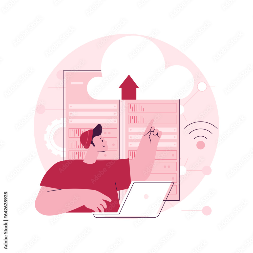 Poster edge computing abstract concept vector illustration. local data storage, response time, optimize int