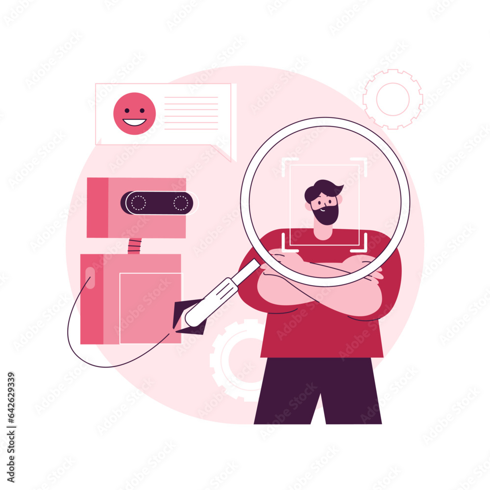 Poster affective computing abstract concept vector illustration. recognize user emotional state, human-comp