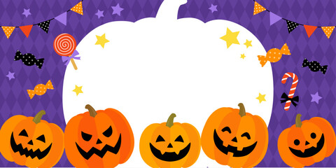 ハロウィンバナー_背景フレーム（2：1）_ベクターイラスト