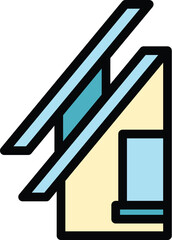 Roof construction icon outline vector. Repair roof. Worker structure color flat