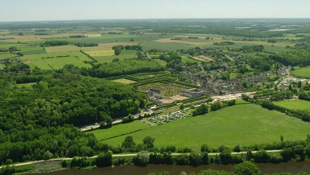 vue aérienne du château de Villandry