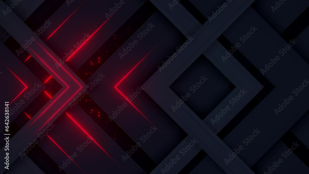 Wall mural This stock motion graphic video of 4K dark block patterns with flashing neon lights with gentle overlapping curves on seamless loop