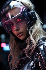a woman wearing a futuristic outfit. Generative AI Art.