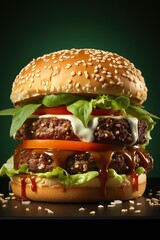 a close up of a burger. Generative AI Art.