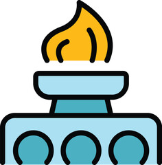 Fire gold mine icon outline vector. Golden coal. Treasure asset color flat