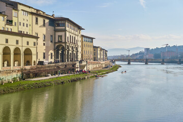Morning view of river Arno in Florence, Italy
