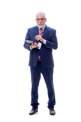 Old criminologist isolated on white