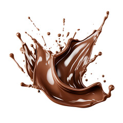 A splash of chocolate isolated with a white background. A food and sweets theme. Generative ai. 
