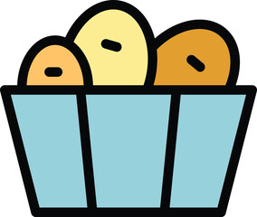Meat food icon outline vector. Chicken nugget. Tasty box color flat