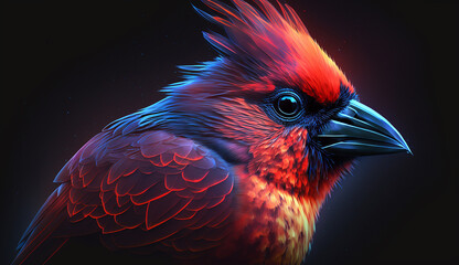 Northern cardinal bird animal head AI Generated picture