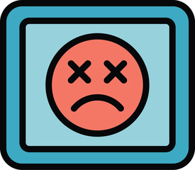 Obraz premium Tablet error icon outline vector. Lost internet. Socket site color flat