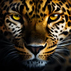 Foto op Plexiglas Close up of a Jaguar's face. A fierce image of a big cat's face. Generative ai.  © PixelHD