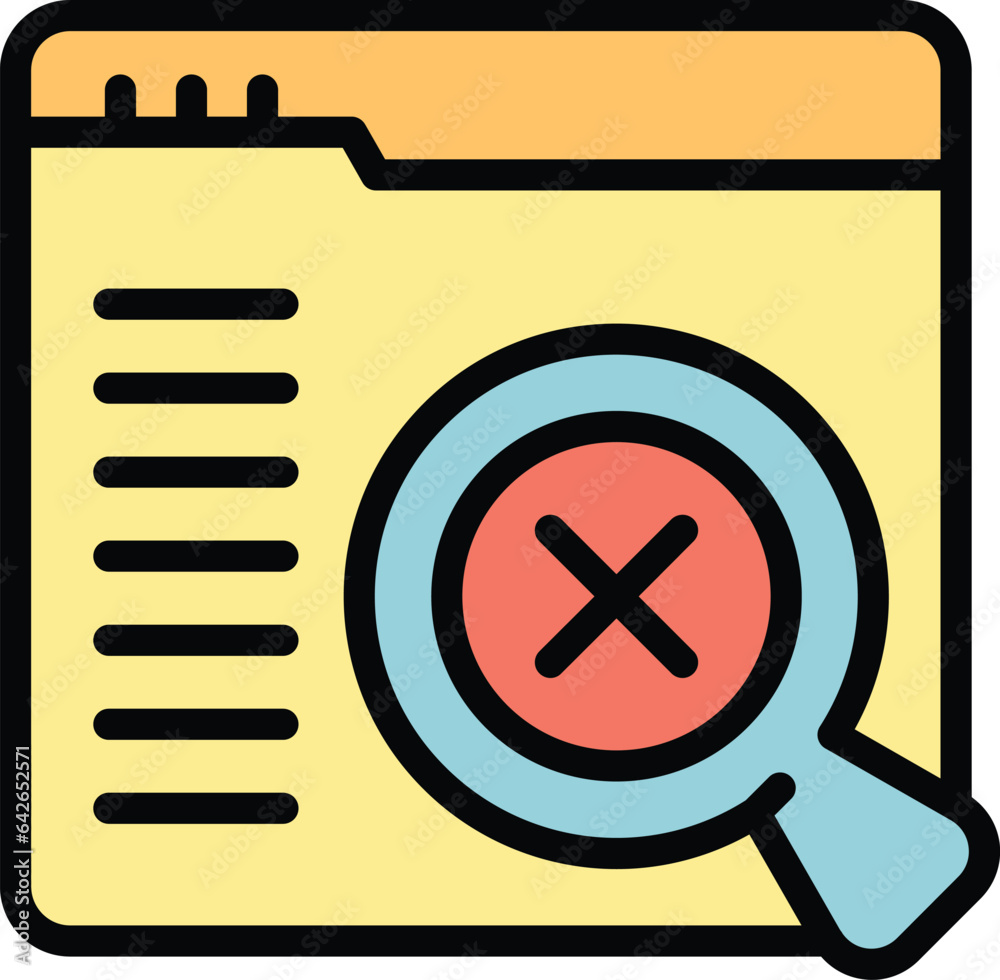 Poster web error search icon outline vector. lost connection. page connect color flat