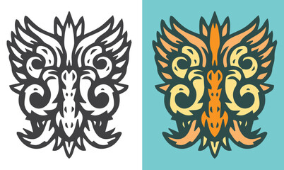 Traditional ornament tattoo design. Balinese tattoo ornament. Various Indonesian ornaments