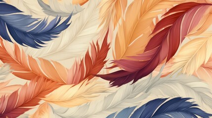feather pattern, bright and friendly colors, high quality, 16:9 - obrazy, fototapety, plakaty