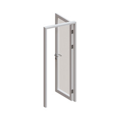 Single Framed Glass Door 3D Render Illustration Element 07