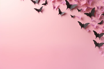 Pink and Black 3D bat background with copy space created with Generative AI technology