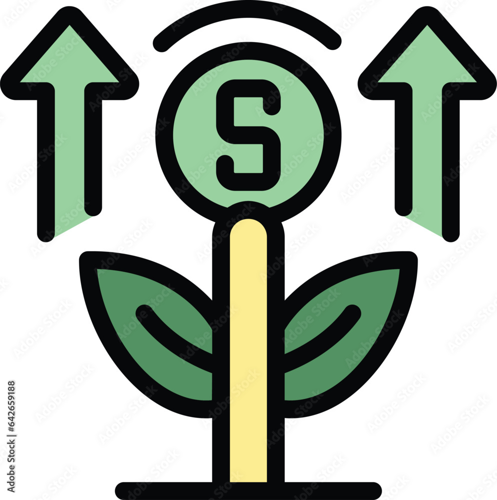 Canvas Prints Money grow plant icon outline vector. Meeting people. Office strategy color flat - Canvas Prints