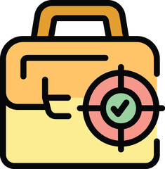 Manager case icon outline vector. Office strategy. Meeting people color flat
