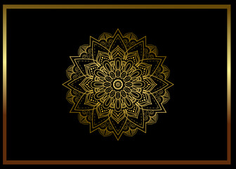  Black luxury background with gold mandala ornament