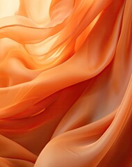an orange silk fabric with some folds in the middle and bottom part of it's back, as seen from above