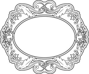 Classic ornate frame. Round filigree border engraving