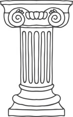 Ancient column doodle. Old architectural element icon