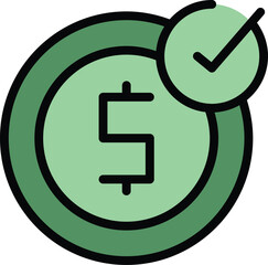 Approved loan icon outline vector. Money cost. Cash budget color flat