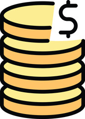 Loan coin stack icon outline vector. Business bank. Personal credit color flat