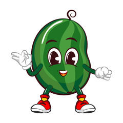 Vector mascot, cartoon and illustration of a cute watermelon giving the okay sign