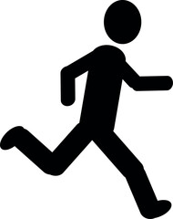 Running man symbol. Hurrying black person icon