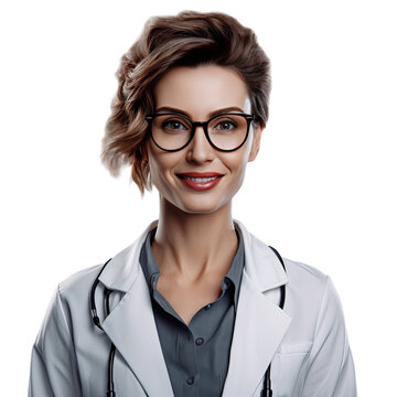 Female doctor alone on transparent background
