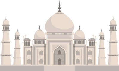 Indian famous temple icon. Historical cartoon building