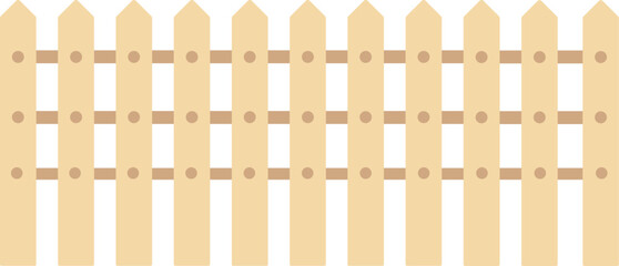 Garden fence. Wooden plank barrier color icon