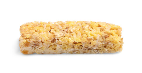 One tasty granola bar isolated on white