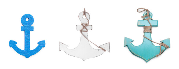 Set with different anchors isolated on white © New Africa