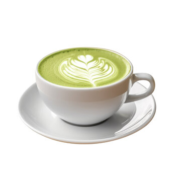 cup of matcha coffee latte. isolated background