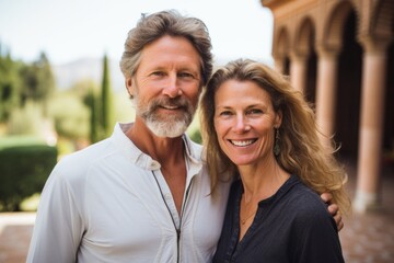 Couple in their 40s at the Alhambra in Granada Spain