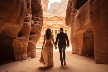Fototapeten Couple in their 40s at the Petra in Maan Jordan © Anne Schaum
