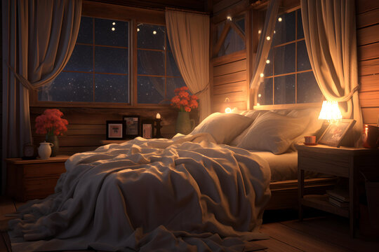 Cozy Corners, a comfortable bedroom close up view.