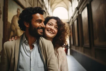 Foto op Aluminium Couple in their 30s smiling at the Uffizi Gallery in Florence Italy © Anne Schaum